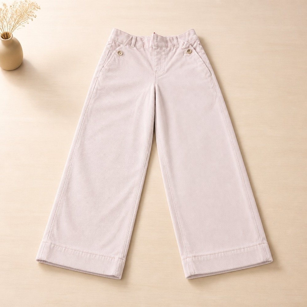 Spanx Stretch Twill Wide Leg Crop Pants Pink Tan Size Medium 21279R High Rise